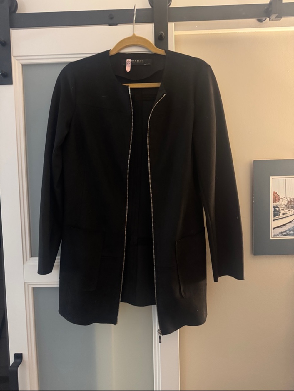 Zara Black Zip-Front Women's Coat